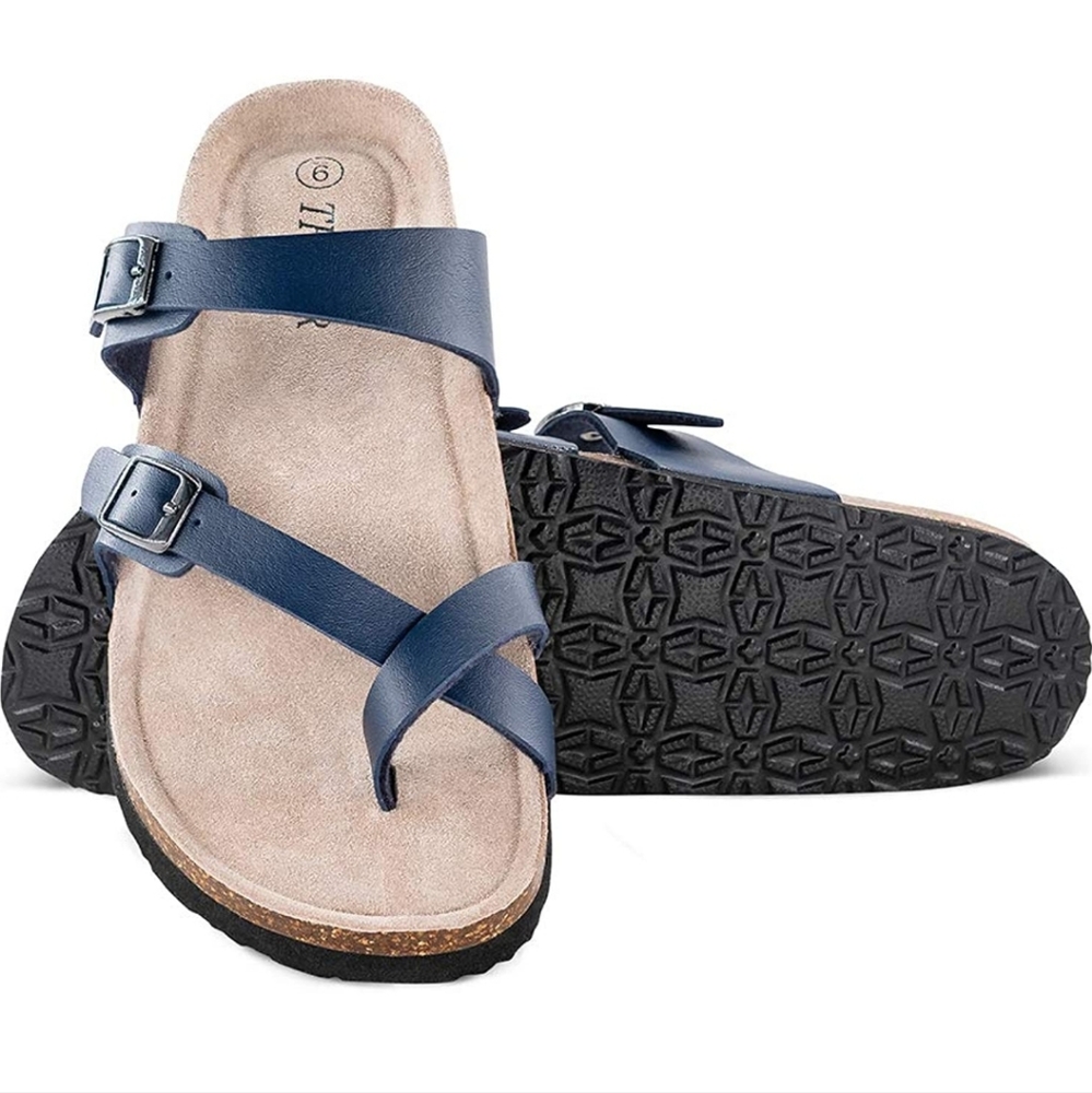 Mayari Leather Sandals,Adjustable Flat Casual Slippers for Women